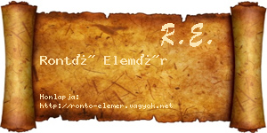 Rontó Elemér névjegykártya